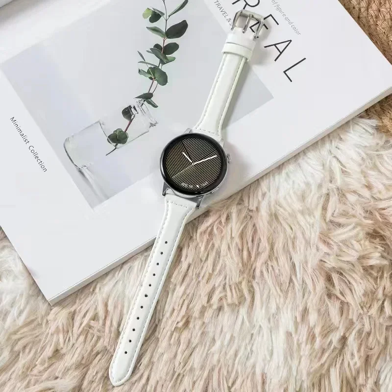 20 mm tenký kožený remienok pre Samsung Galaxy Watch 7/6/5/5/5 Pro/4 Classic/Active 2 Belt 22mm náramok Huawei Watch GT 4-2-2E-3 Band
