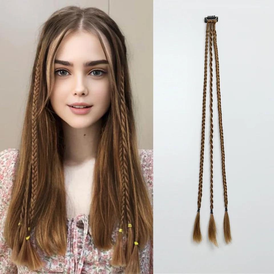 20 palcov Syntetické parochňové vrkočky s klipovými boxovými klipovými klipmi v predĺžení vlasov Špinavé vrkoče boxer Braid Tepelne odolné