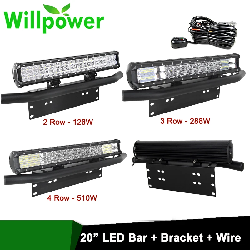 20 -palcový LED LETGLE LIGHT BAR LISSICKÁ Držiak na držiak BRACKET BULL BAR 126W 288W 510W Combo Beam CAR SUV OFFROAD HADDER TRACK 4X4 12V 24V