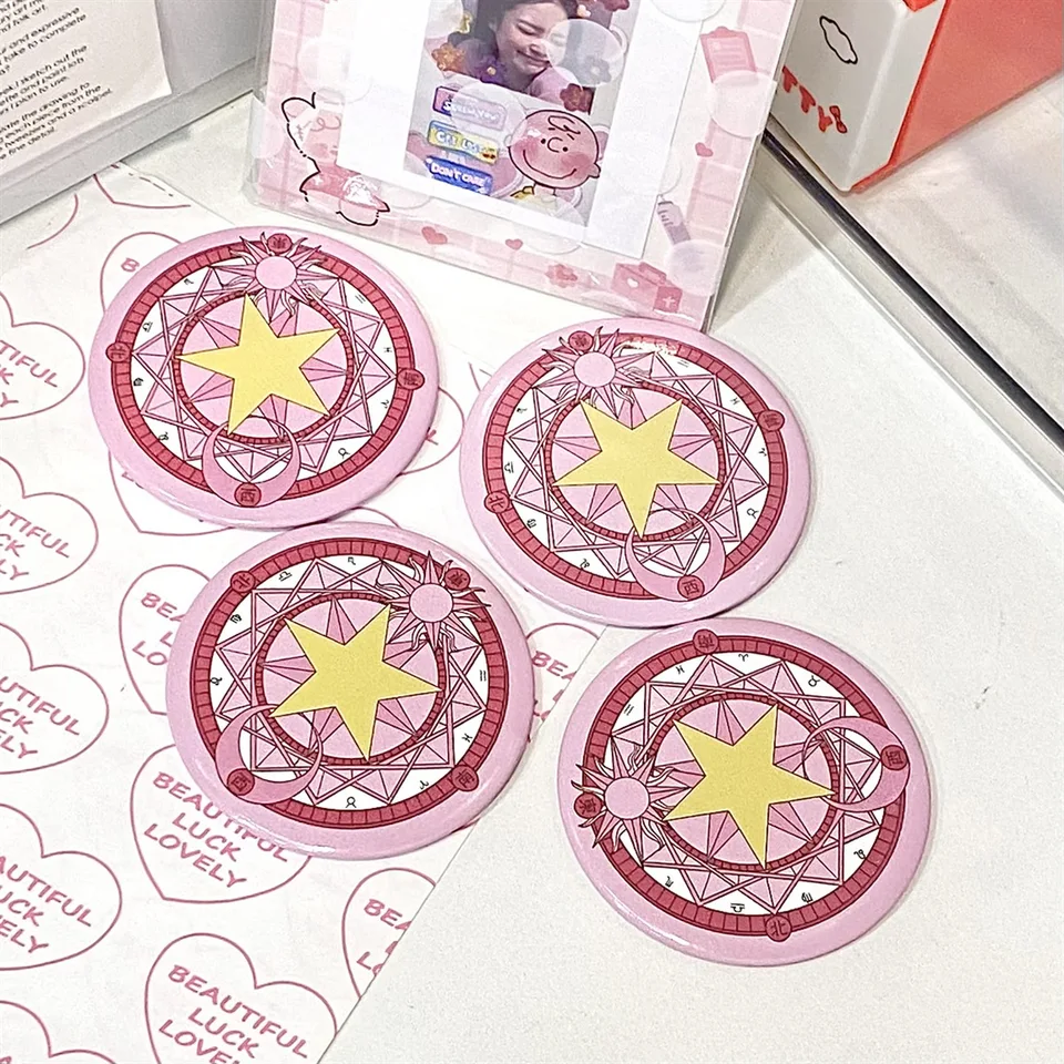 20 počítačov Karikatúra Pink Star Mini Mirror, roztomilý darček, prenosné zrkadlo make -upu, dámska karikatúra Round Bag Mirror