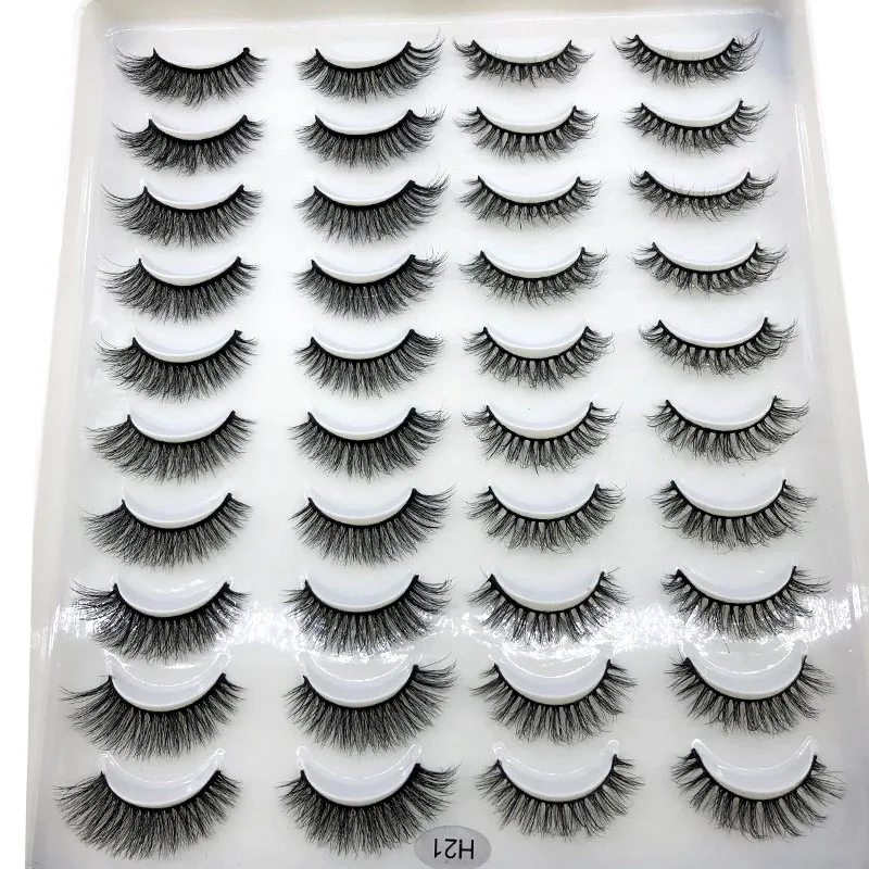 20 párov 15-23 mm 3d Mink Rifes Hromadné faux hrubé dlhé múdry prírodný mlink riasy balenie krátke veľkoobchody Prírodné falošné mihalnice