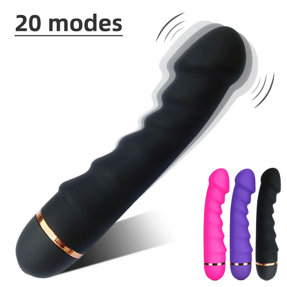 20 režimov vibrátor mäkký silikónový dildo realistický penis Silný motorový stimulátor klitorisu G-Spot Womany Masturbdator Dospelé sexuálne hračky