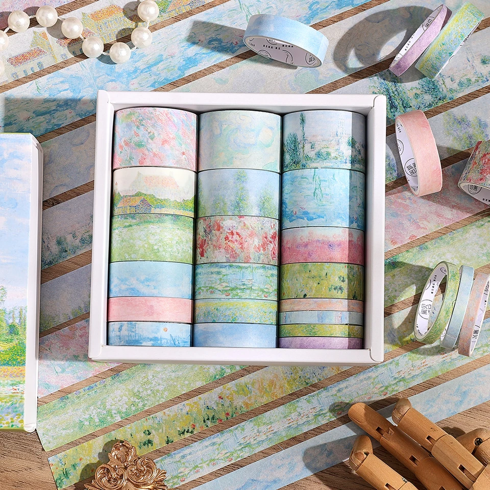 20 roliek vintage záhradná maľba Washi Tape Set 2m (2.2yards) Dlhé maskovacie pásky pre scrapbooking žurnálovanie Planner Notebook