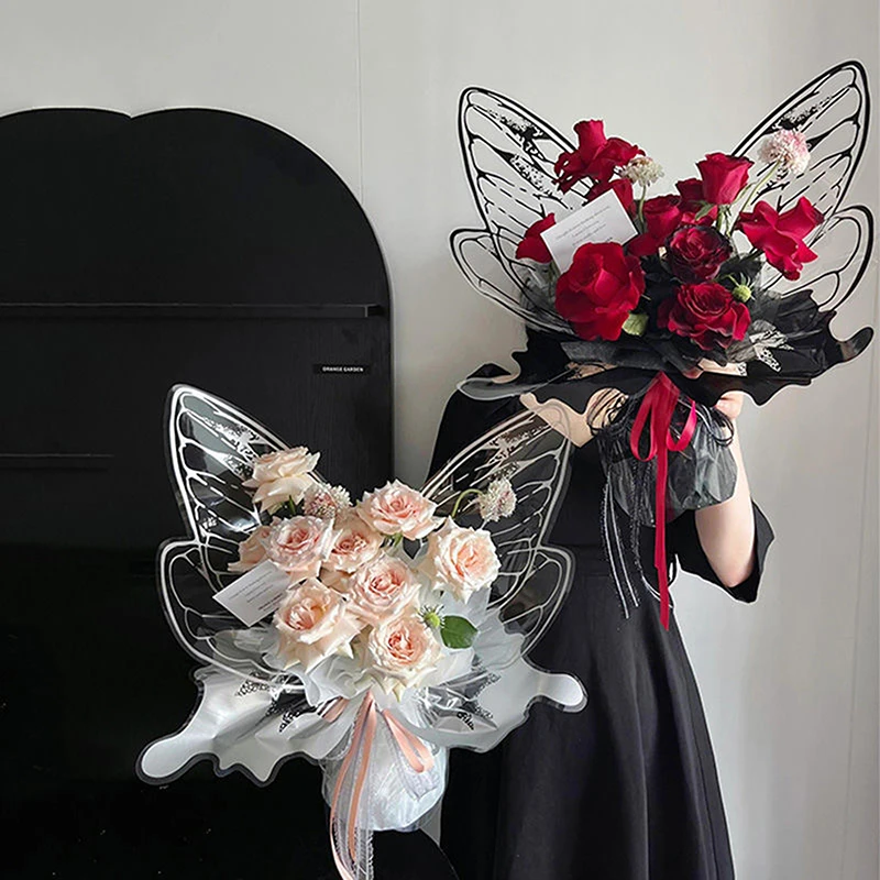 20 setov DIY OPP Butterfly Wings Flower Balenie papier Kvetinárstvo kvetinové kytice Balenie Material