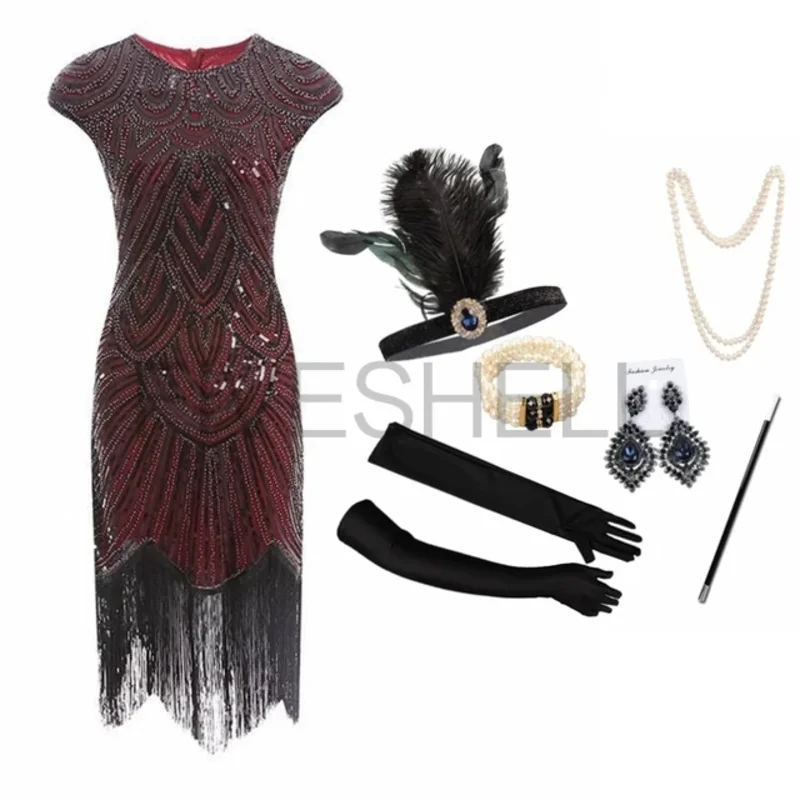 20. storočia Flowin Fringe Charleston Vintage Flapper šaty