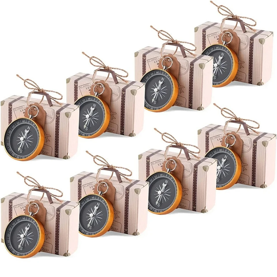 20 súprav kraft papierové darčeky Candy Box Mini kufr pre kompas pre deti Hostia Darčekové tašky Svadobné suveníry pre hostí na párty dekorácie