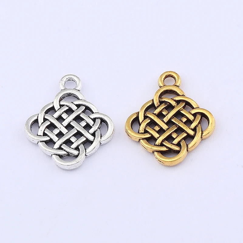 20 x Antique Gold/Strieborné farebné keltované keltské čínske obojstranné kúzla Prívesok pre DIY ručne vyrábané náhrdelníky, ktoré vytvárajú nálezy