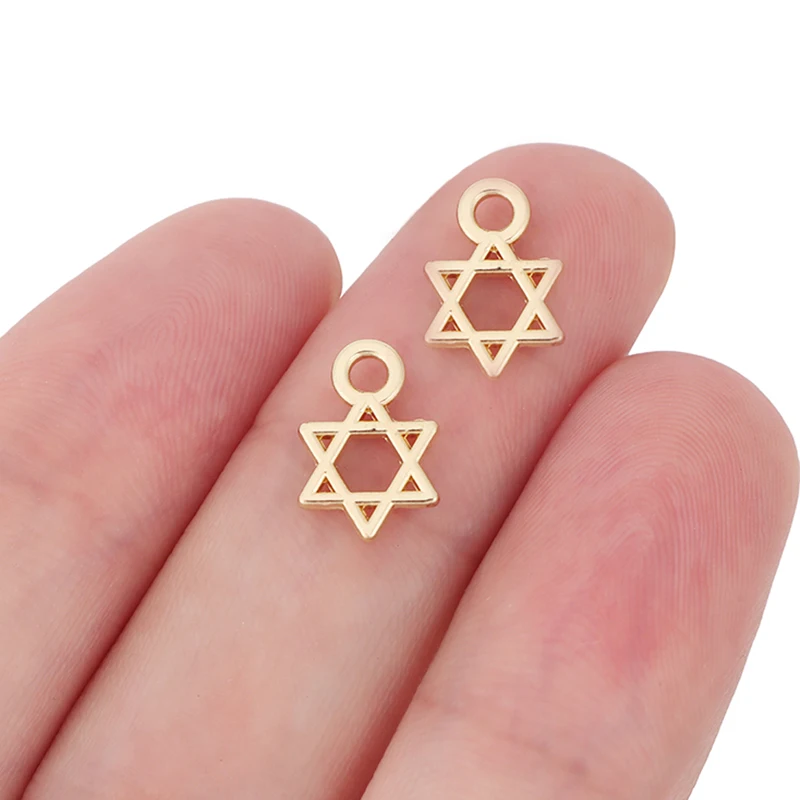 20 x zlatá farebná hviezda Davidov kúzla prívesky Pendants Beads for DIY náramky na náramky šperky na výrobu príslušenstva 12x8mm