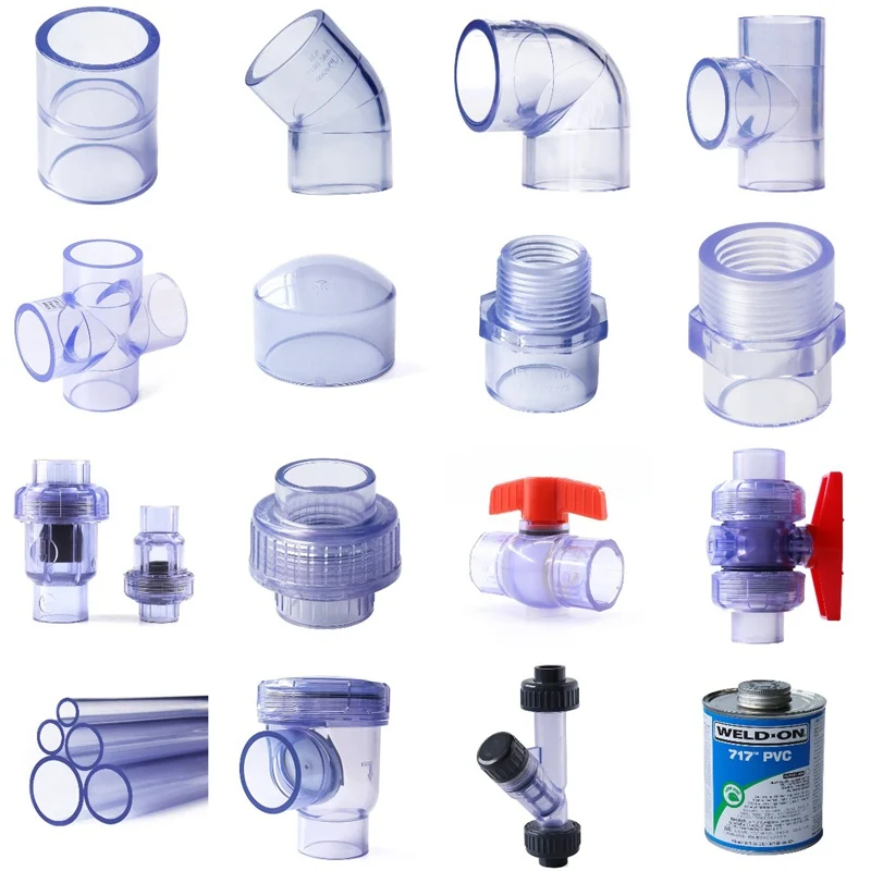 20 ~ 50 mm vysokokvalitné priehľadné priehľadné potrubné konektory U PVC Záhradná voda Voda Akvárium Fish Tank Drearinage Rúrky