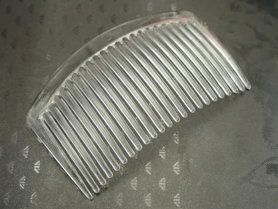 20 číre plastové hladké sponky na vlasy bočné hrebene kolíky Barrettes 66x44mm pre dámy