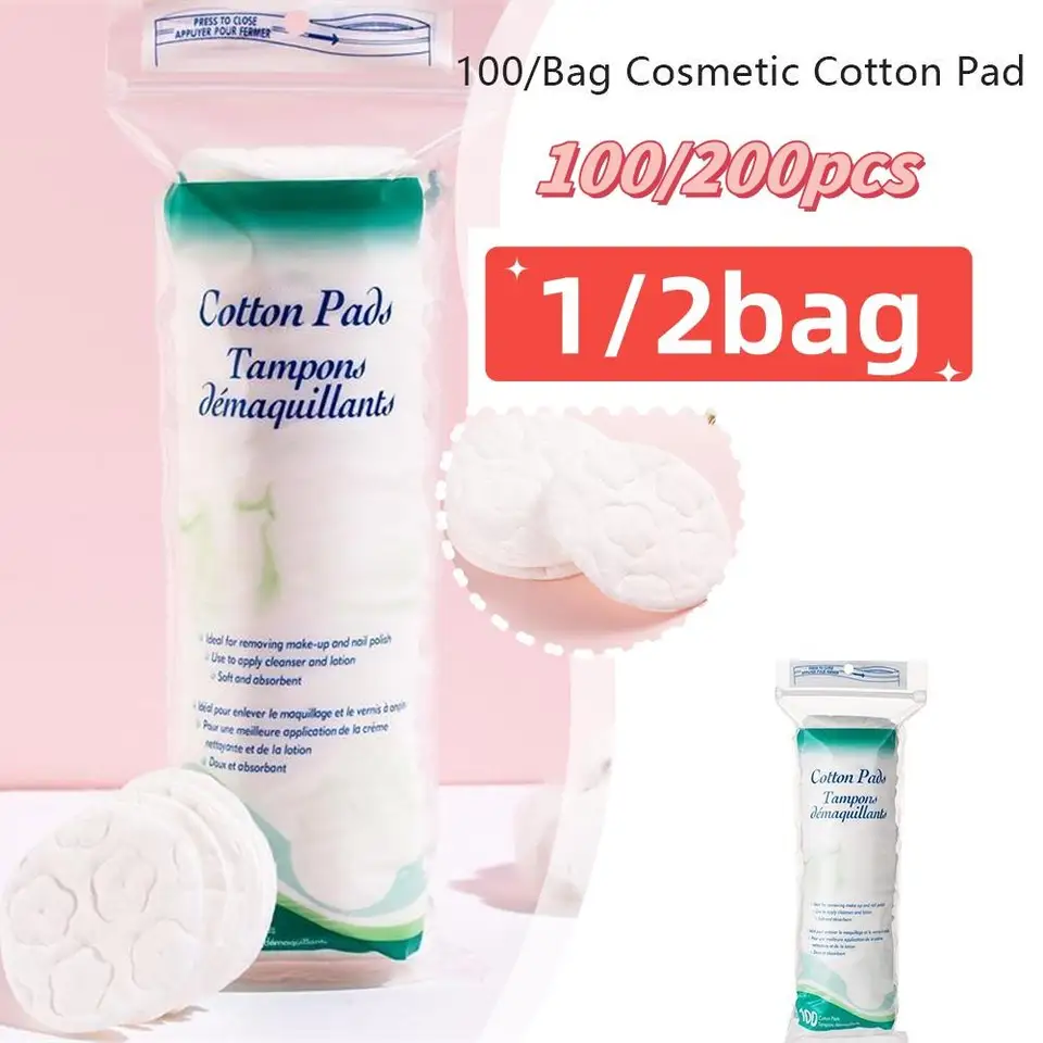 200/100ks na tvár kozmetickú bavlnenú podložku okrúhle mäkké make -up na nechty Čistiace podložky Denné odstránenie Nástroj