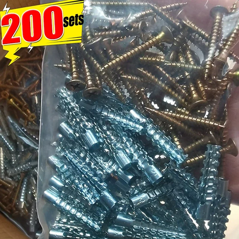 200/10setov kovové zúbkované expanzné trubice Self -Tapping Scregs DRILLING DRILLING Zátka pre kotvy na betónovej stene KONTÁLY ZAPNUTÉ KRAJINY