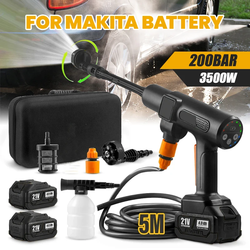 200 bar Brushless bezdrôtový elektrický tlak podložka nabíjateľnú penovú generátor 6 v 1 auta Wash Garden Water Gun
