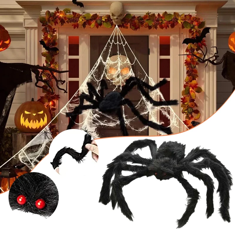 200 cm Hafy gigant pavúk Halloween dekorácie festival haunted House Party Indoor Outdoor Huges Black Spider Decor 2023 Nový
