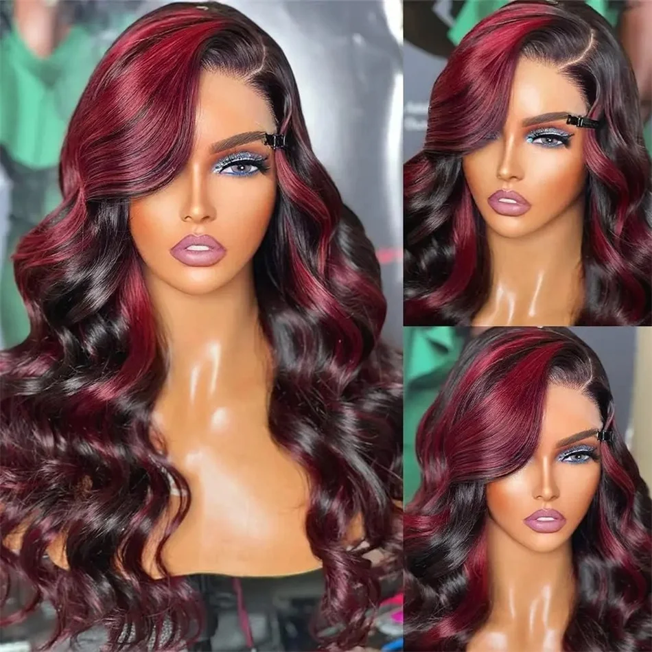 200% hustota 20-32 palca 1B/ružová zvýraznená čipka predné parochne Human Hair vopred vytrhnuté 13x4 brazílske panenské panenské vlasové vlasy parochňa tela