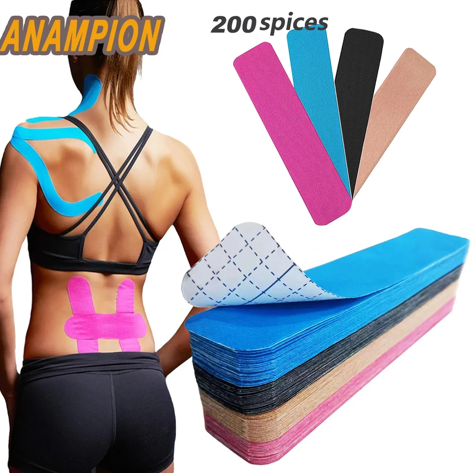 200 PRECUT Strips Fitness Tape Pro Athletic Sports Vodotesný elastický atletický pás s svalovou úľavou Športová ochrana