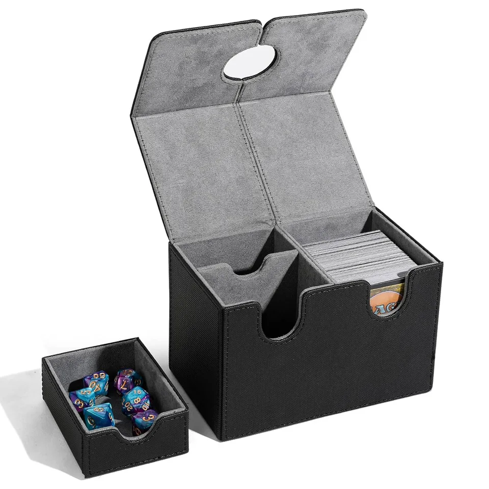 200+PU karty na palube krabičky Card Storage Box Premium PU kožená kontajnerová herná karta pre zberateľské karty