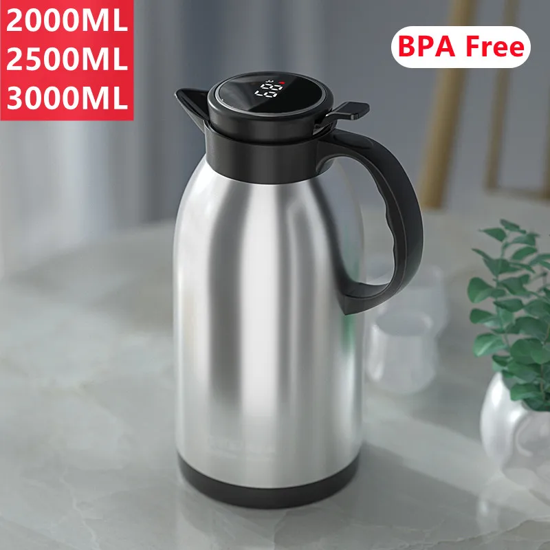 2000/3000 ml veľkej kapacity z nehrdzavejúcej ocele Thermos Carafe Domáca káva kanvica kuchynské čajové džbány na džbán