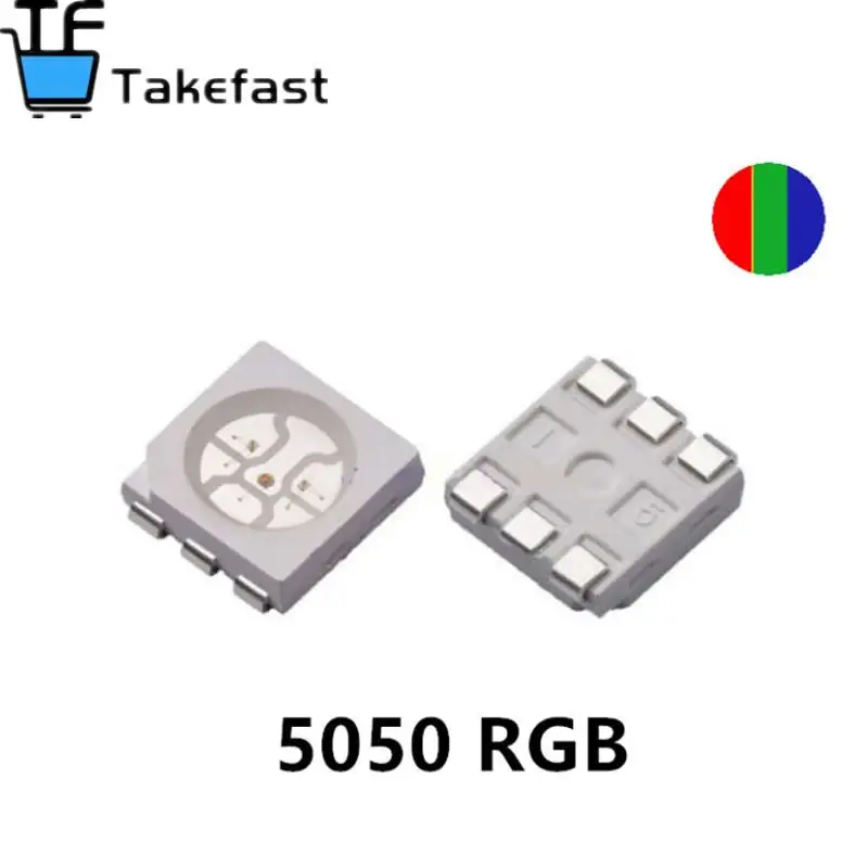 2000 ks 5050 RGB SMD LED LED červená modrá zelená SMT LED PLCC-6 3-chipsové svetlo emitujúce diódy lampa pre auto, loď, bicykel DIY
