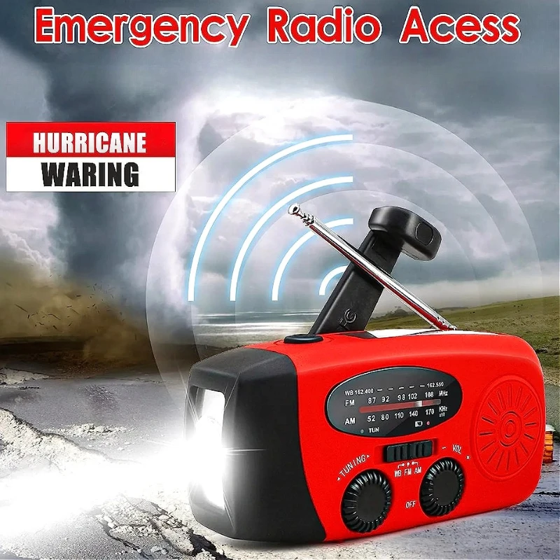 2000 mA núdzové rádio Outdoor Multifunkčný generátor ručného kľuka so solárnou kľukovou kempingom LED svetlo baterky