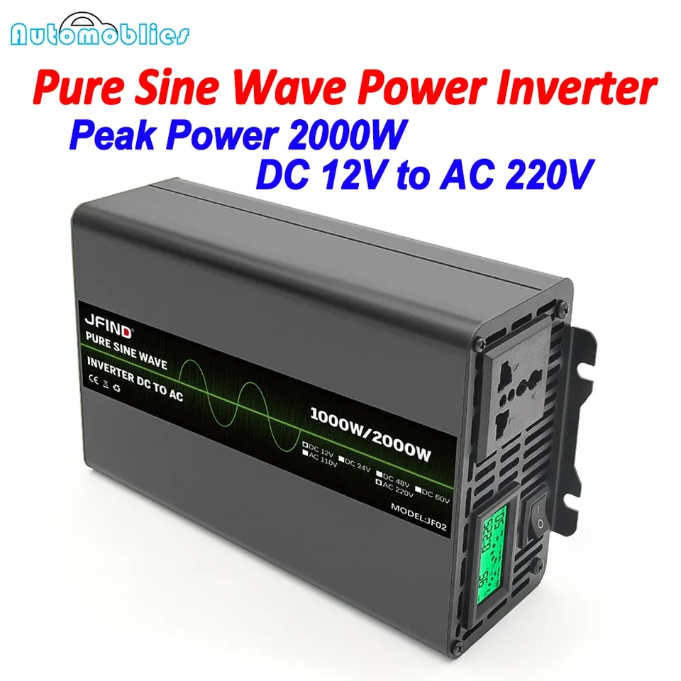 2000 W Pure Sine Wave CAR -Auto Inverter DC 12V až AC 220V Pure Sinine Converter s LCD CAR Inverter Car Nabíjačkou prevodníka batérie