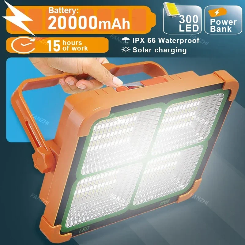 20000 mAh kempingová lampa vysoká solárna oprava núdzová lampa s magnetom Výkonná baterka energia nabíjateľná LED svetlo LED stan