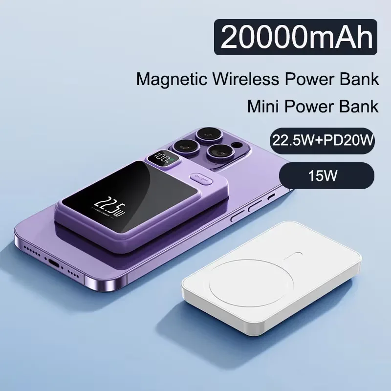 20000 mAh magnetická bezdrôtová nabíjačka Power Bank pre iPhone 15 14 13 Samsung Xiaomi 22,5 W rýchle nabíjanie Powerbank Magsafe chudobné