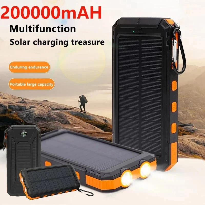 200000 mAh solárna energia Bank Outdoor Wild Camping Large Capacity zálohovanie prenosný s kompasom Rýchle nabíjanie 2024