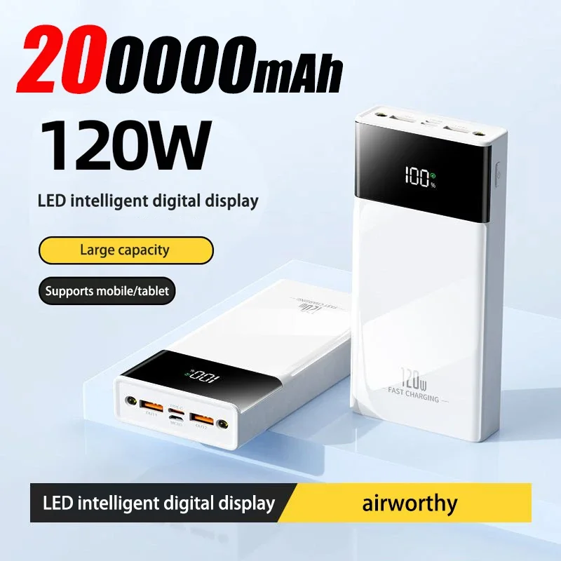 200000 mah veľká kapacita Power Bank 120W Super rýchle nabíjanie prenosná nabíjačka batérií pre iPhone 14 15 Samsung Huawei