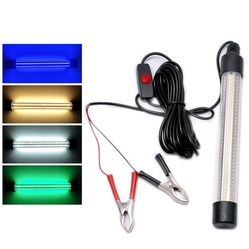 2000LM 30W Warterproof LED ponorné ponorné rybárske nočné svetlo pod vodou Fish Lure Finder Finder lampa Green Blue Light DC 12V 24V