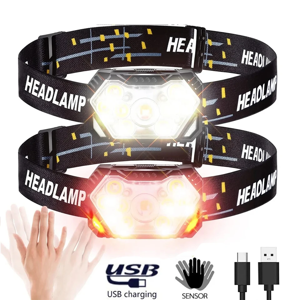 2000LM Super Bright svetlomet 9 LED USB OPATRATÍ PRACOVNÝ SENZOR SENZOR SLEDOR SVETLO VYHĽADÁVANIE ROBILOVÉHO ROBILOVÉHO CAMPING OUTDOOR