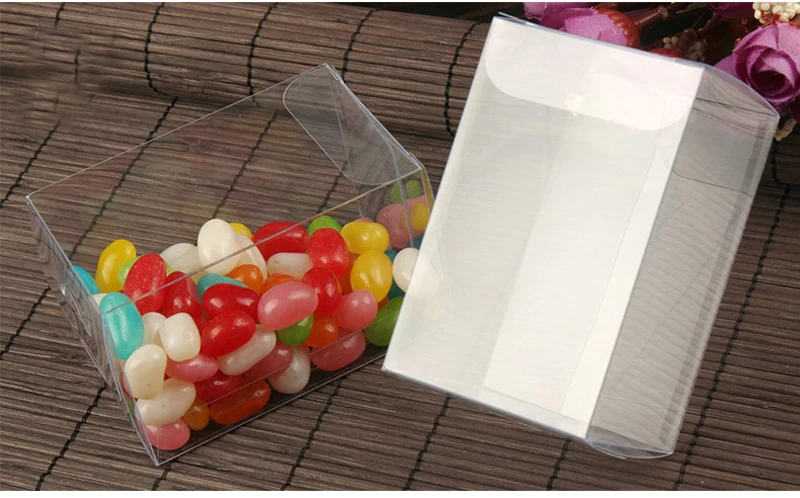 200ks 8x8x12 šperky darčekové boxy Clear Boxes Plastové skrinky Transparentné úložisko PVC Box Balenie Displej PVC Boxen pre St/Vianoce