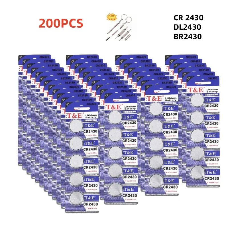 200ks CR2430 batéria CR 2430 DL2430 BR2430 3V lítiová batéria pre hodinky Kľúč na diaľkové gombíky COIN CELL