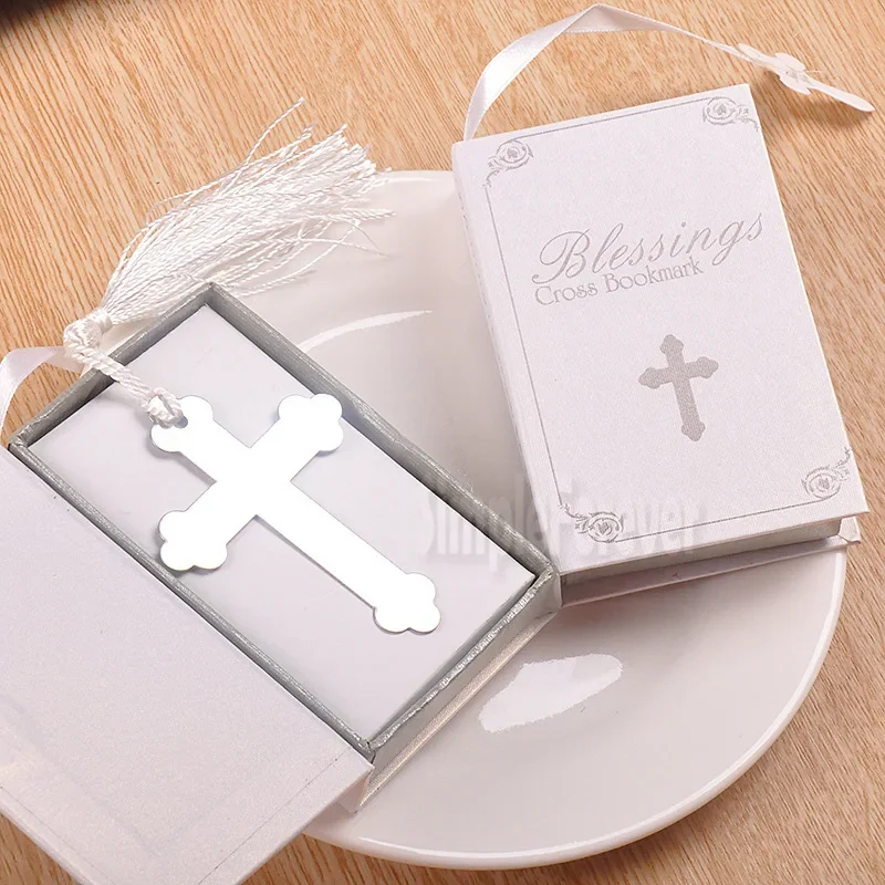 200ks/lot strieborný krížový záložka Svadba svadobné osvedčenie pre bábätko First Communion Darčeky suveníry