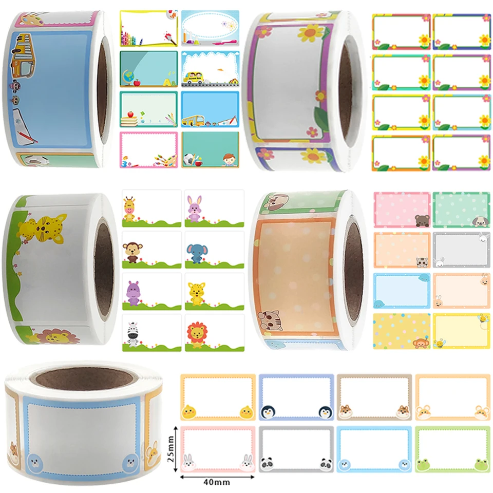 200ks/roll 2,5x4cm roztomilé nálepky na karikatúru Blank Písané štítky pre školu Klasifikácia Klasifikácia Klascifikačné nálepka
