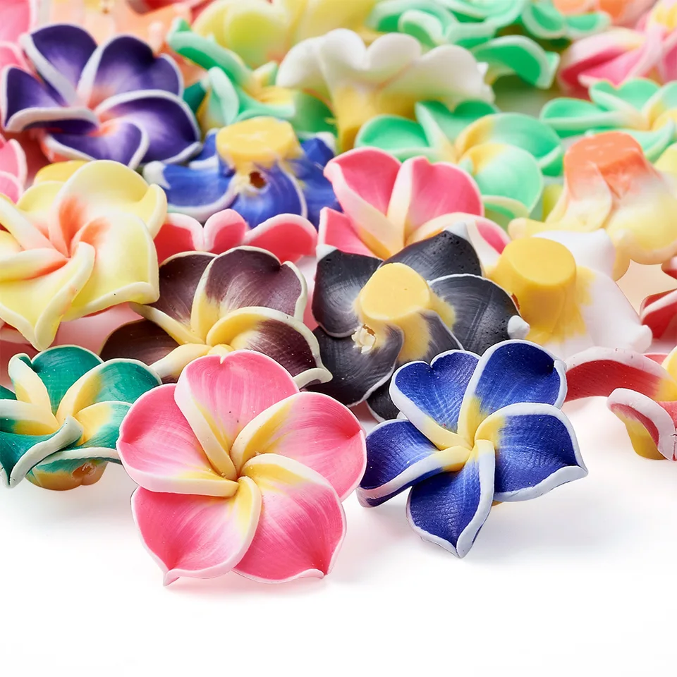 200ks ručne vyrábané polymérne hlinené kvetiny Plumeria korálky frangipani korálky pre náhrdelník dekorácie vlasov pre domácich majstrov