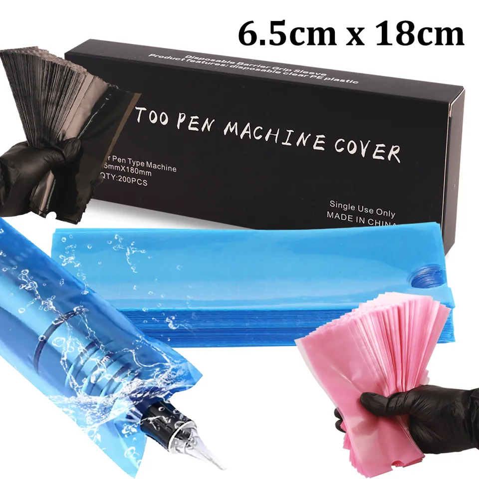 200ks tetovacie tetovanie Filtrové klipové klipové rukávy Dodávky Tattoo Kryt Tattoo Cover Cover Bag Black Pink Tattoo
