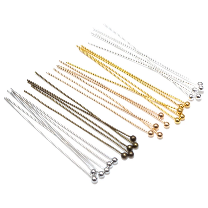 200ks/šarža 16 20 25 30 40 45 50 mm strieborná farebná kovová guľová hlava Pins pre DIY šperky výroby špendlíkov Zistenia Dia 0,5 mm zásob