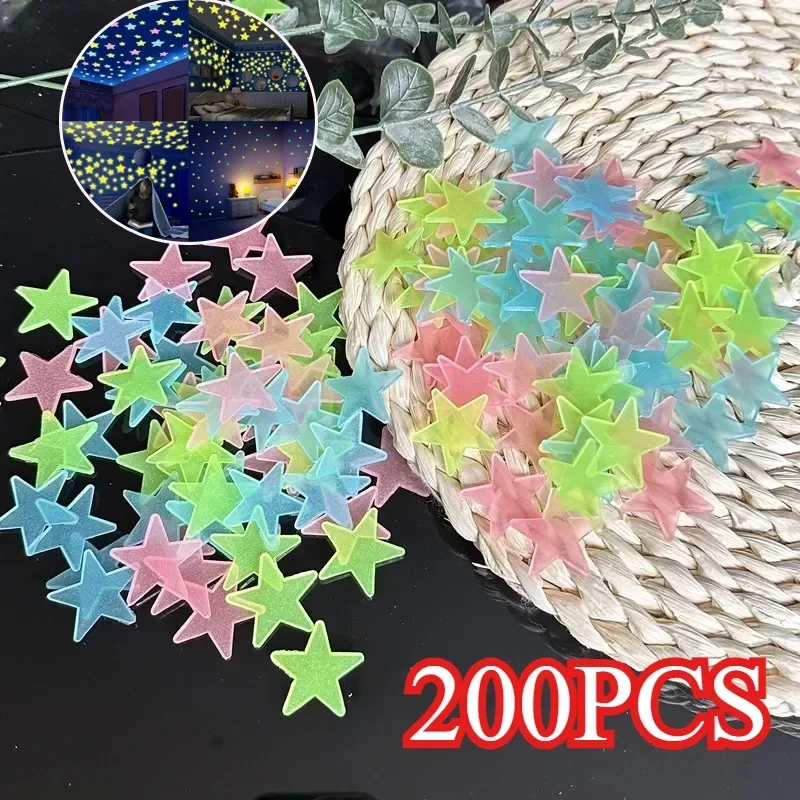200ks žiariace nálepky hviezd Stars žiariace v tmavých detských detských izbách spálne stropy domáce dekorácie Fluorescenčné nálepky