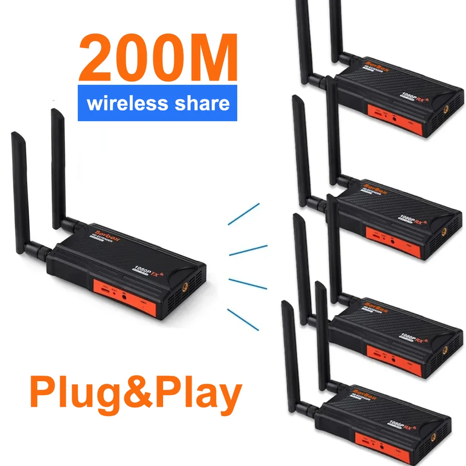 200m HDMI Wireless Extender Video Peretter and Prijímač 2 3 4 TV Zdieľanie displej pre fotoaparát DVD prenosný počítač na monitorovanie projektora