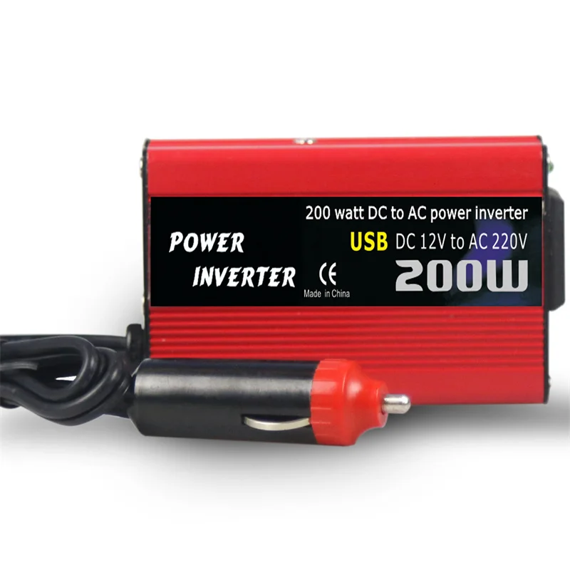 200W invertor napájania automobilu 12 V DC až 110V 220V AC Inverter Automatický transformátor prenosný prenosný automaticky modifikovaný sinine vlny USB nabíjačka