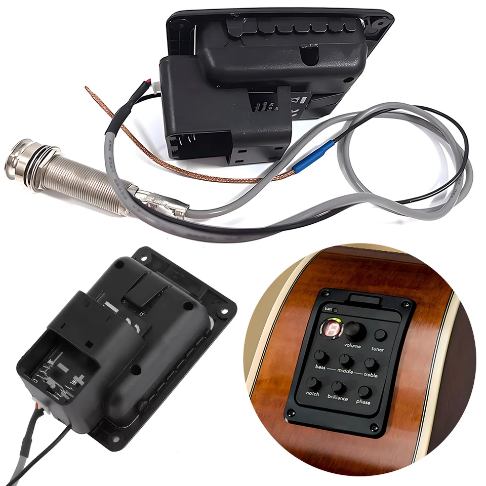 201 Classic Akustic Guitar EQ Tuner Piezo Pickup Akustic Guitar Predzosilňovač 4-pásmový ekvalizér na palube predzosilňovačov pre Fishman Presys+