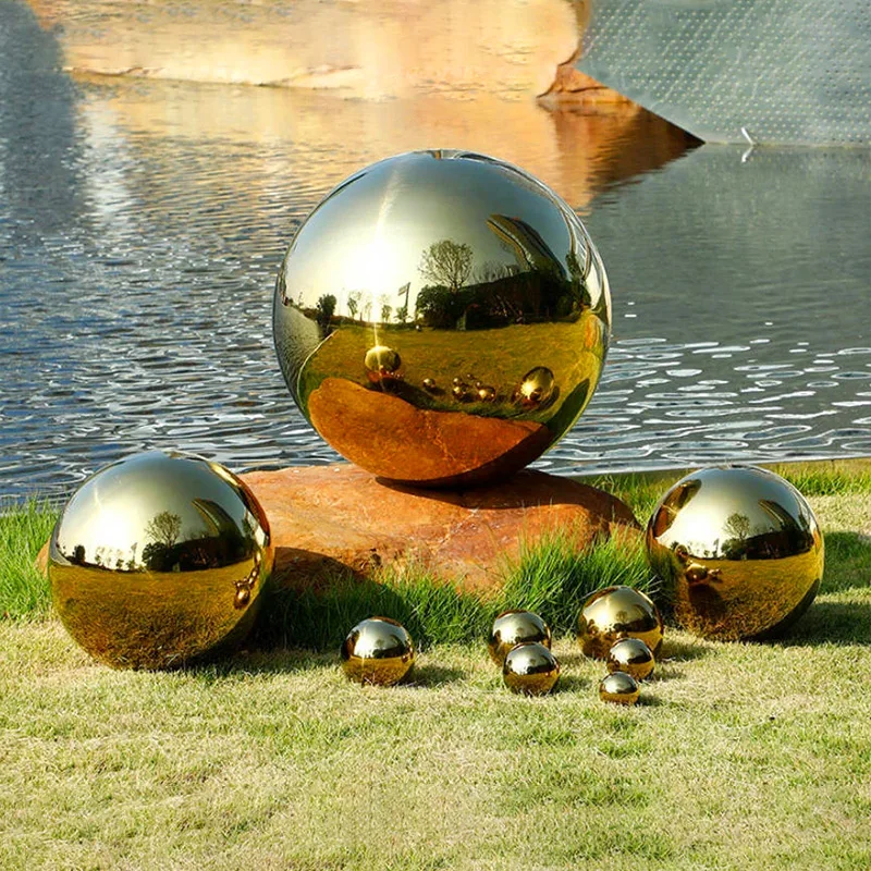 201 zrkadlové zrkadlá z nehrdzavejúcej ocele Titanium zlatá dutá guľa Sladka Home & Garden Festivaly dekorácie zrkadlové gule Sphere 32 mm-150 mm