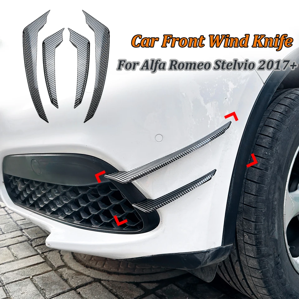 2017 až po Alfa Romeo Stelvio predný nárazník bočného lemovania pery Spiler ABS Glossy Black Fender Canard Stumpers