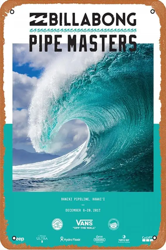 2017 Billabong Pipe Masters Surf Competition Print Plagát a krčma vintage cínový znak kovový umenie vtipné pre kúpeľňové darčeky