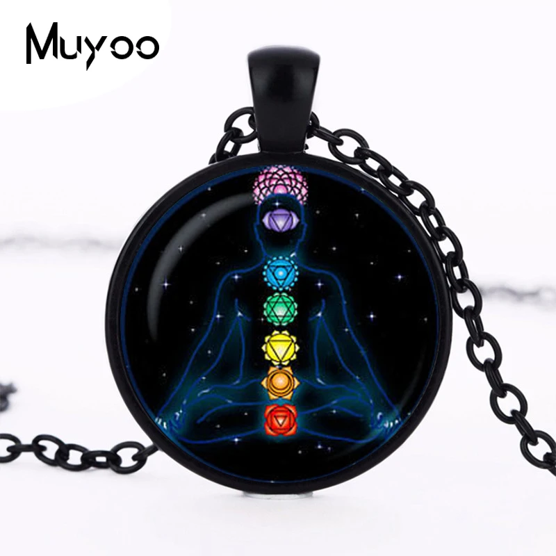 2017 Nová horúca čakra prívesok čakra Om Yoga Jewelry Magic Sign Budhizmus Zen meditácia náhrdelník Collier Sale HZ1