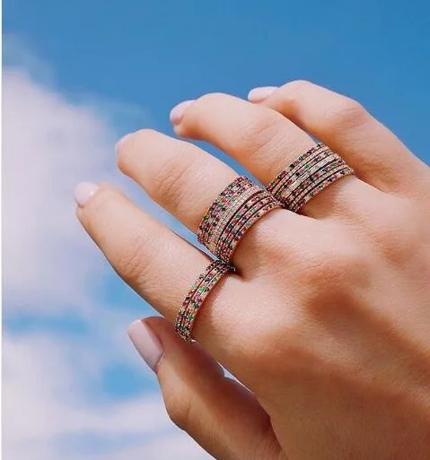 2018 Gold Black Multi Color Eternity Band Fleice Rainbow