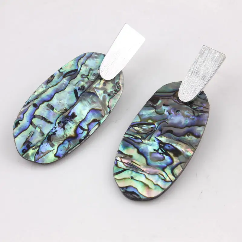 2019 HOT NOVINKA KS Jarný letný dizajn Aragon Abalone Shell Oval Stone Dangle Dangle Dangle Runy pre ženy