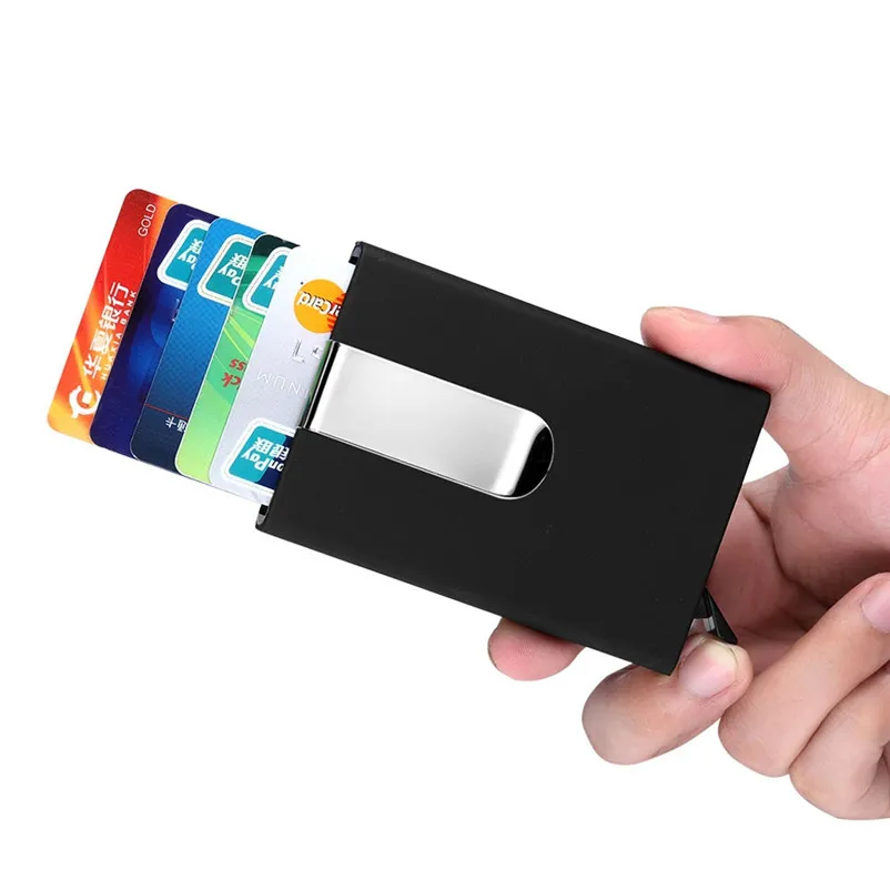 2019 Nový kovový business ID cestovná karta Peňaženka Automatické vyskakovacie ID držiak na kreditnú kartu Unisex Card Case Case Case z nehrdzavejúcej ocele