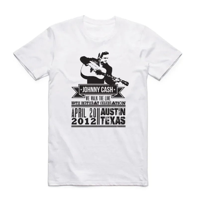 2019 Summer Fashion Men Dámsky tlač Johnny Cash White T tričko Krátke rukávy o krk cool cool rock n roll unisex tričko